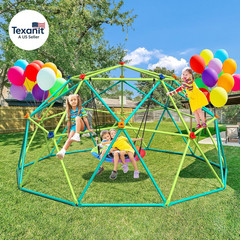 10 Ft Climbing Dome Swing Set with Saucer Swing, Jungle Gym for Kids Outdoor Bac