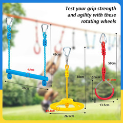 Ninja Warrior Obstacle Course Attachments – 7 Monkey Rings, 2 Monkey Bars, 2 Nin