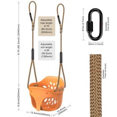 Heavy-Duty High Back Full Bucket Toddler Swing Seat with Locking Carabiners a…