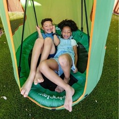 FlyMax Saucer Kids Tree Swing with Tent, Supports up to 1,000 lbs, Green, NEW