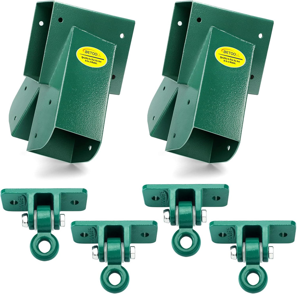 Swing Set Brackets(1Set) and Swing Hangers(2Pairs-Green)