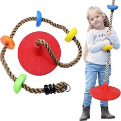 Kid Safe Swing Set with Strong Rope and Disc Seat for Outdoor Adventures