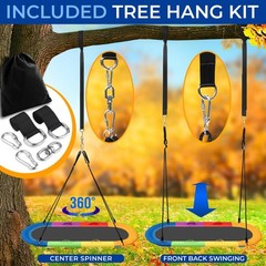 SereneLife 67 in Oval Platform Swing w/ Hang Kit Indoor/Outdoor (Rainbow)