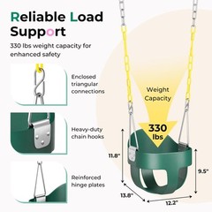 Toddler Swing Baby Swing Outdoor –High Back Full Bucket Swing Set for Ages 1-…