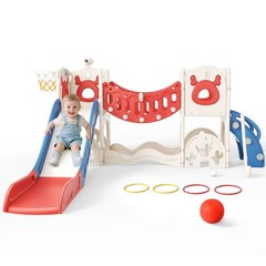 11 in1 Toddler Slide Climbing Tunnel Indoor Outdoor Playground with Golf Drawing