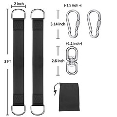 Safe Tree Swing Hanging Straps Kit/10FT/15FT/20FT, Heavy Duty Holds 3FT black