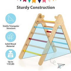Pikler Triangle Set 2 in 1 Climbing Toys for Toddlers Foldable Wood Montessor…