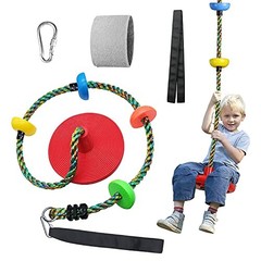 Tree Swing for Kids Backyard Single Disc Rope Climbing Seat for Tree Indoor Red