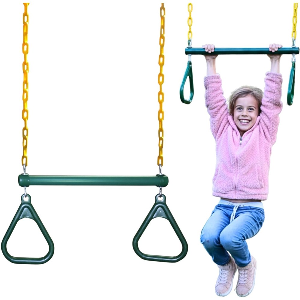 Large 20″ Trapeze Swing Bar with Gymnastic Rings
