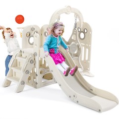 5 in 1 Toddler Slide & Swing Set Kids Climber Indoor Outdoor Activity Playground