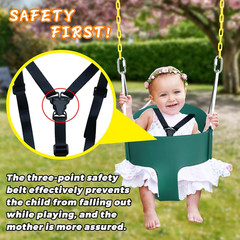 High Back Full Bucket Toddler Swing Seat with 3- Point Adjustable Safety Harness