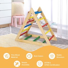 Costway Climbing Triangle Ladder Wooden Triangle Climber Educational Climber
