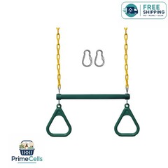 Outdoor Playground Upgrade: 18″ Trapeze Bar with 48″ Chain & Safety Carabiners