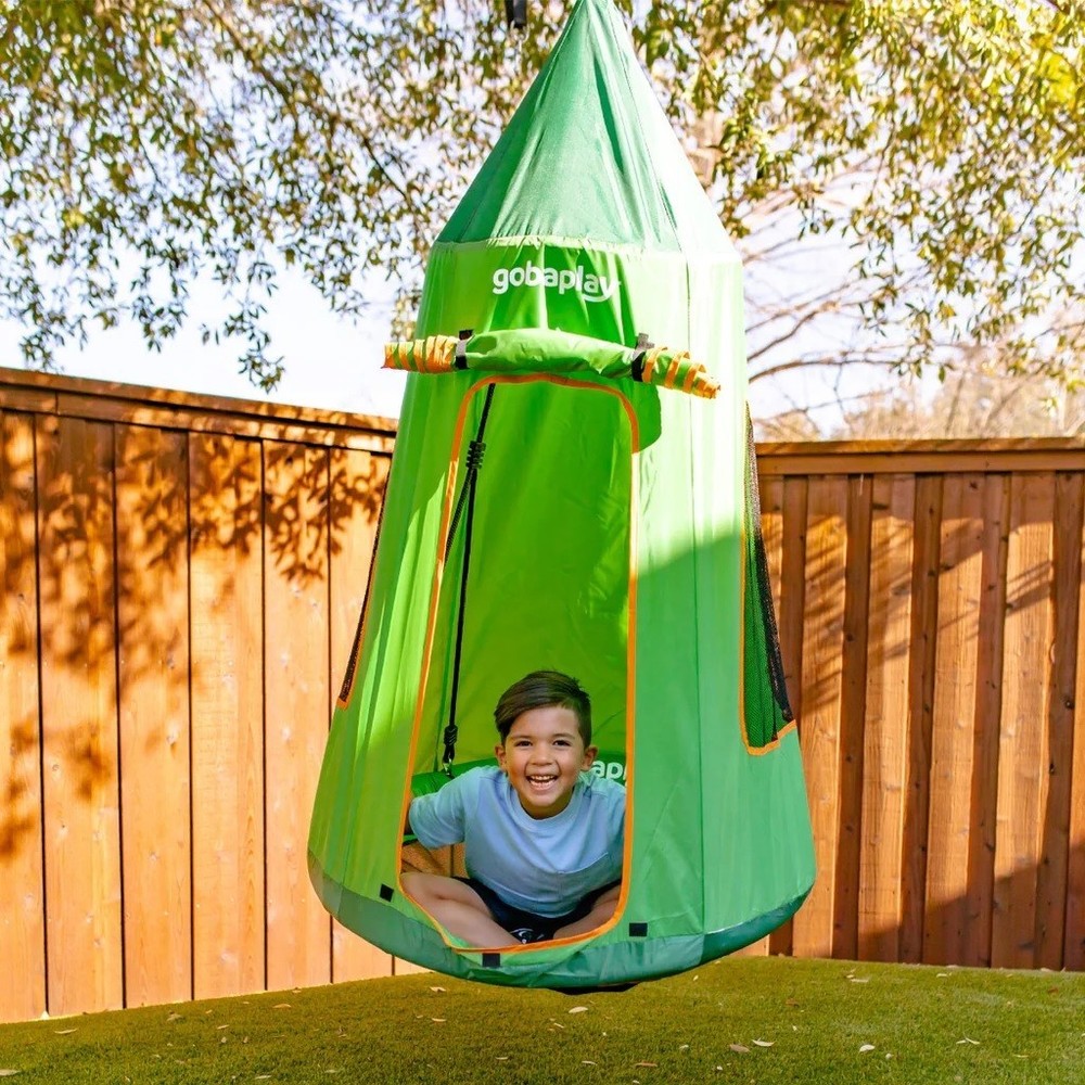FlyMax Saucer Kids Tree Swing with Tent, Supports up to 1,000 lbs, Green, NEW
