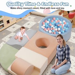 Yexmas 6Pc Soft Foam Climbing Toys Ball Pit Indoor Play Gym Set for Toddlers
