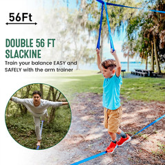 Ninja Warrior Kids Obstacle Course – 56Ft Slackline with 8 Fun Accessories