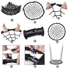 100% Safe Nylon Rope Large 40″ Spider Web Tree Net Swing Max 600 LBs EZ Setup