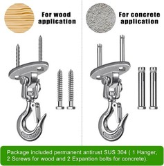 Heavy Duty Ceiling Swing Hanger with Safety Hook – Stainless Steel 360° Swive…