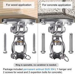 SELEWARE Silent Bearing Swivel Swing Hanger Stainless Steel Swing Hook Ceiling M