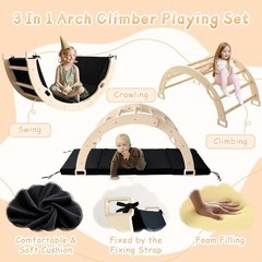 Kids Climber Arch Rocker with Cushion, Montessori Climber Climbing Toys | Arch