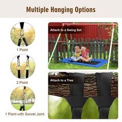 Goplus 700lbs Giant 60″ Platform Tree Swing Outdoor w/ 2 Hanging Strap Blue