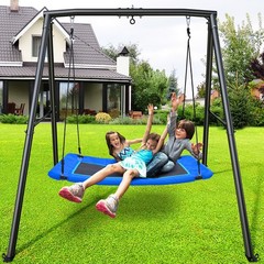 Hapfan 500lb 6.5ft Heavy Duty Metal Swing Set for Backyard with 50″ Saucer Swing