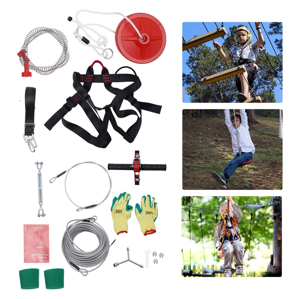 160 Feet Zip Line Kit for Adult up to 330Lb with galvanized iron Zipline