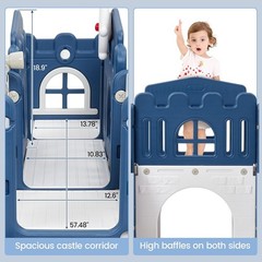 8 in 1 Toddler Slide Kids Climber Playset Indoor Outdoor Slide Playset Blue