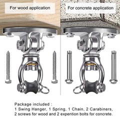 Hammock Chair Hanging Kit, Stainless Steel Bearing Swing Hanger with Heavy Du…