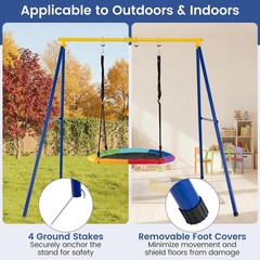 550lbs Metal Swing Sets Backyard Heavy Duty Full Steel Swing Frame A-Frame Swing