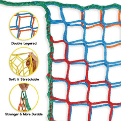 Rainbow Polyester Kids Climbing Cargo Net 9.8 X 9.8 Ft. Double Layer 1-Pack Outd