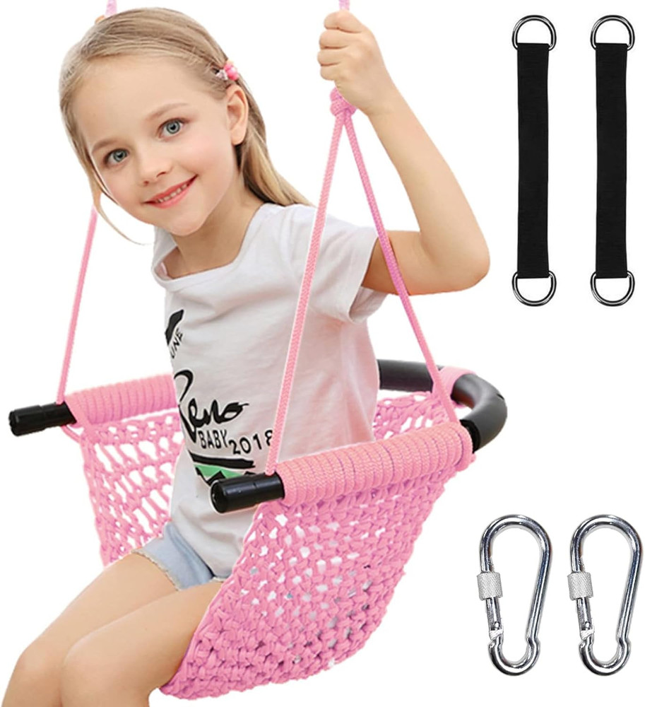 Tree Swing for Kids, Adjustable Toddler Rope Swing Seat with Snap Hooks and Stra
