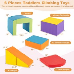 6 PCS Multi-color Climb and Crawl Activity Playset with Tunnel Slide Stairs &