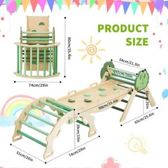7-in-1 Foldable Climbing Toy Indoor Wood Playground Jungle Gym Kids Activity