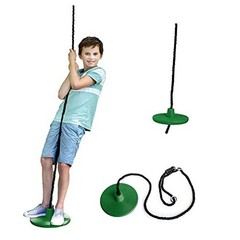 Heavy Duty Plastic Tree Swing – Disc Rope Swing with Leg Protectors – Green