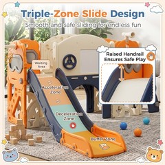 Kids Multi Activity Slide Playset HDPE Safe Certified for Backyard Playroom Fun