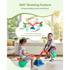 Uimoso Kids Seesaw 55 lbs Capacity 360° Rotating Teeter Totter for Ages 3+