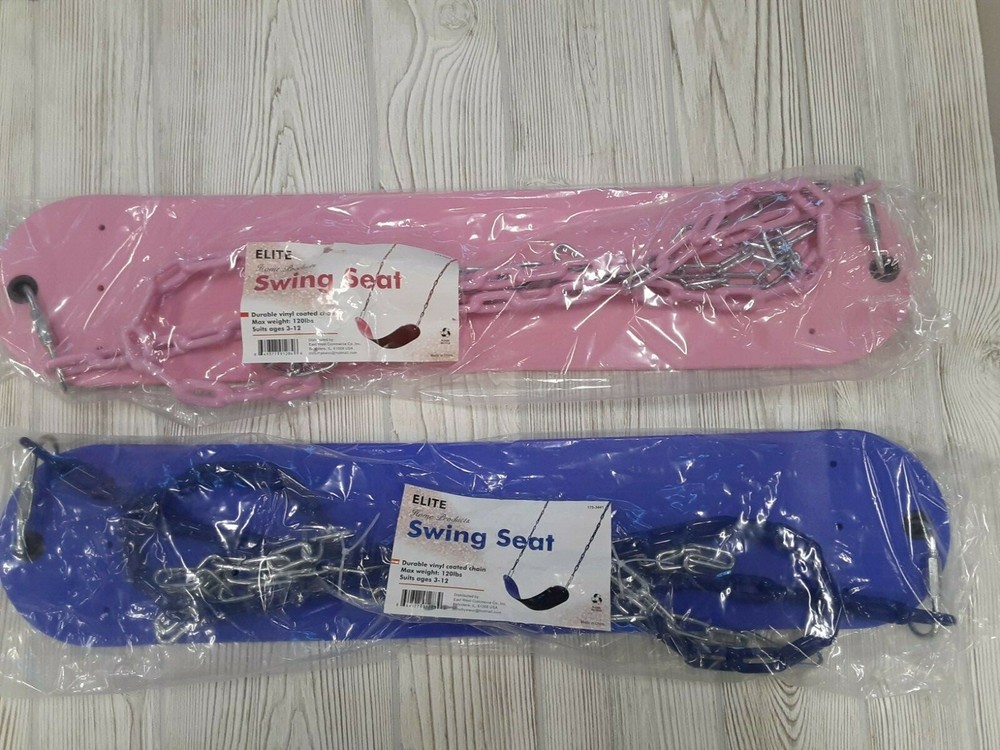 1 Blue + 1 Pink Swing Set Seat Vinyl Coated Chains 120lb Capacity Playground SET