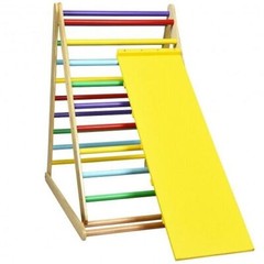 Foldable Wooden Climbing Triangle Indoor Home Climber Ladder – Color: Multicolor