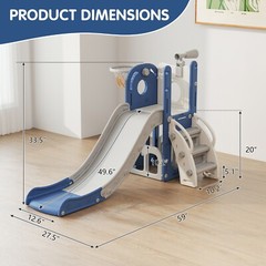 6 in 1 Toddler Playset Slide for Toddlers Age 1-3, Toddler Playground Blue