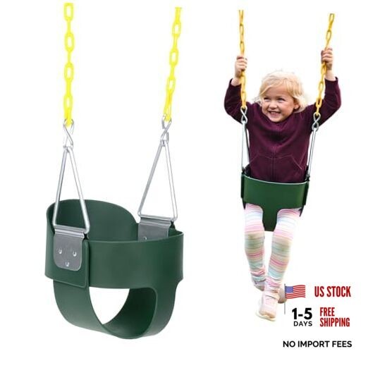 Heavy-Duty High Back Full Bucket Toddler Swing Seat | Coated Swing Green