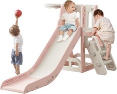 Toddler Kids Climber Slide with Storage Space Non-Slip Steps Playset for Age 1-3