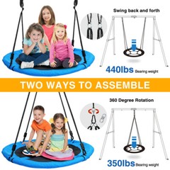 Metal Swing Set with Saucer Swing Heavy Duty Frame Kids Outdoor Backyard Playset
