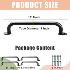 4 Pack 17”Metal Playground Safety Handles, Non-Slip Grab Bars for Kids Playse…