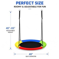 40 Inch Saucer Tree Swing for Kids Outdoor, Textilene Fabric 40inch | Rainbow