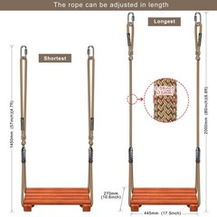 Wooden Swing Seat with Adjustable Rope | Heavy Duty Flat Tree Swing for Adult…