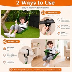 Hi-Na Swing Seats for Kids, Baby, Hand-Made Net Swing with Adjustable Green