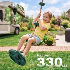 Tree Swing 330LB, Rope & Platform Set with Carabiner, Green