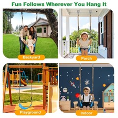 SELEWARE Blue Adjustable Kids Swing Seat for Indoor/Outdoor Play, 500lb Support.