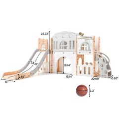 8 in 1 Toddler Slide Indoor Playground Outdoor Playground with Basketball Hoops